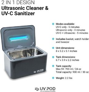 UV Pod's Ultrasonic Cleaner and UV Light Sanitizer 